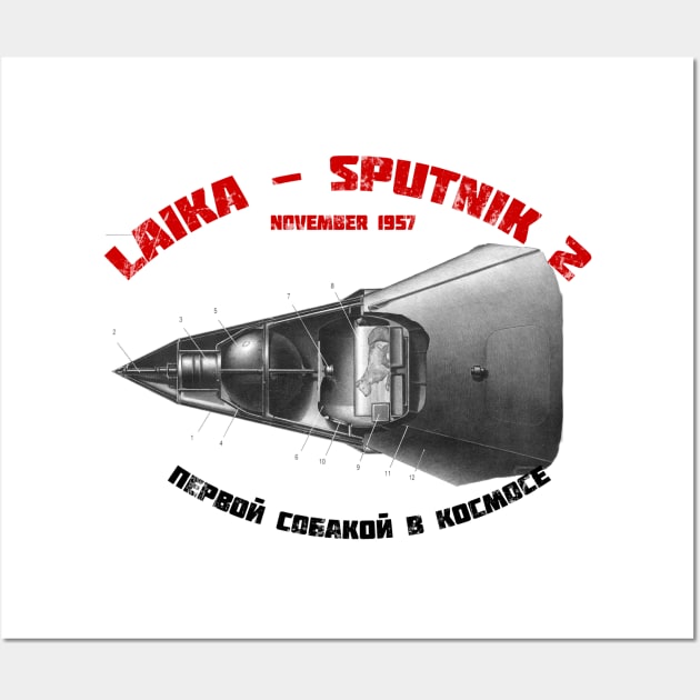 Laika - Sputnik Spacecraft Wall Art by ocsling